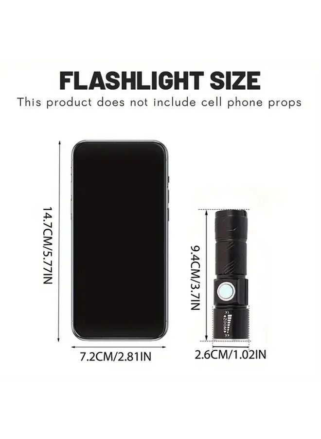 Green Light LED Flashlight USB Rechargeable Aluminum Alloy Handheld Torch 3 Modes - Image 4