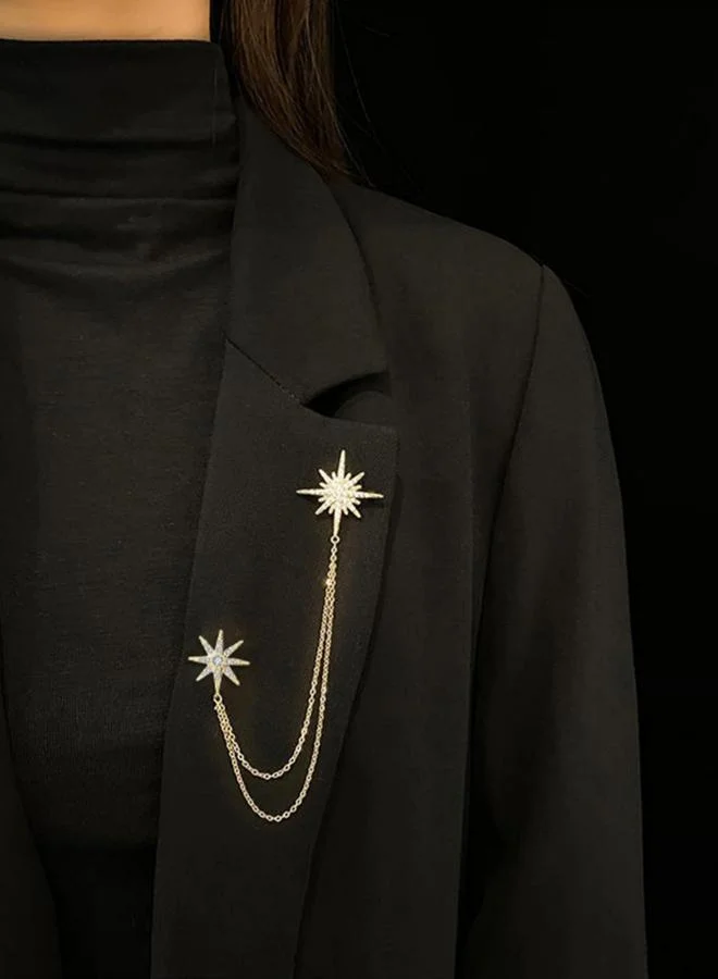 Take Two Gold Starburst Chain Brooch