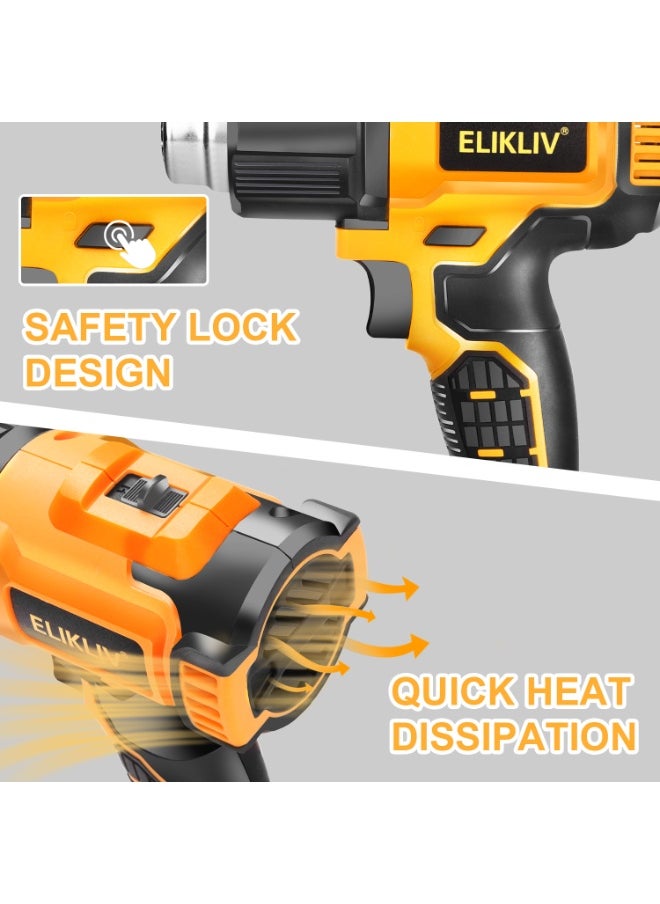 ELIKLIV 21V Battery Cordless Heat Gun with 3 Nozzle 550℃ 300W Shrink Wrapping Hot Air Gun  - Image 3