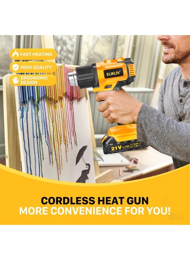 ELIKLIV 21V Battery Cordless Heat Gun with 3 Nozzle 550℃ 300W Shrink Wrapping Hot Air Gun  - Image 4