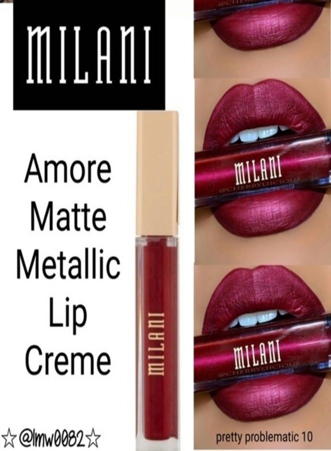 Milani Amore Matte Lip Crème, Shade 10 Pretty Problemattic, 6g - Long-Lasting, Full Coverage Matte Liquid Lipstick
