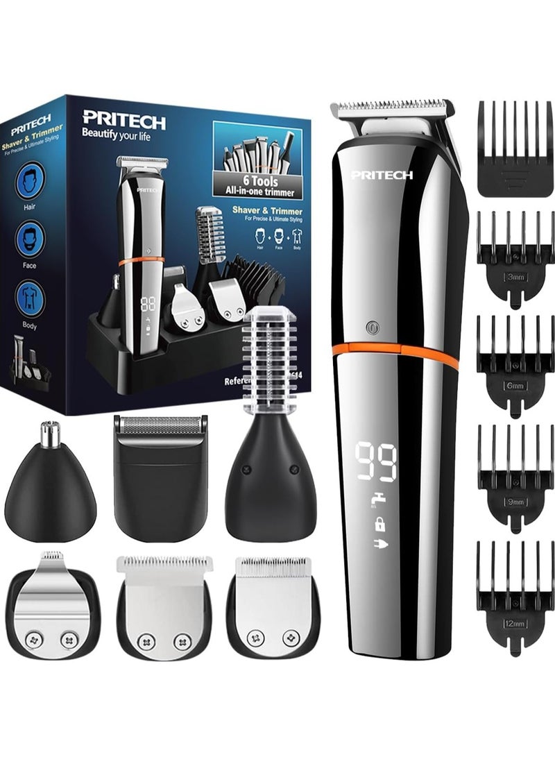 PRITECH Hair Clippers, Beard Trimmer for Men, Cordless Hair Trimmer Hair Cutting Groomer Kit, USB Rechargeable 6 in 1 - Image 1