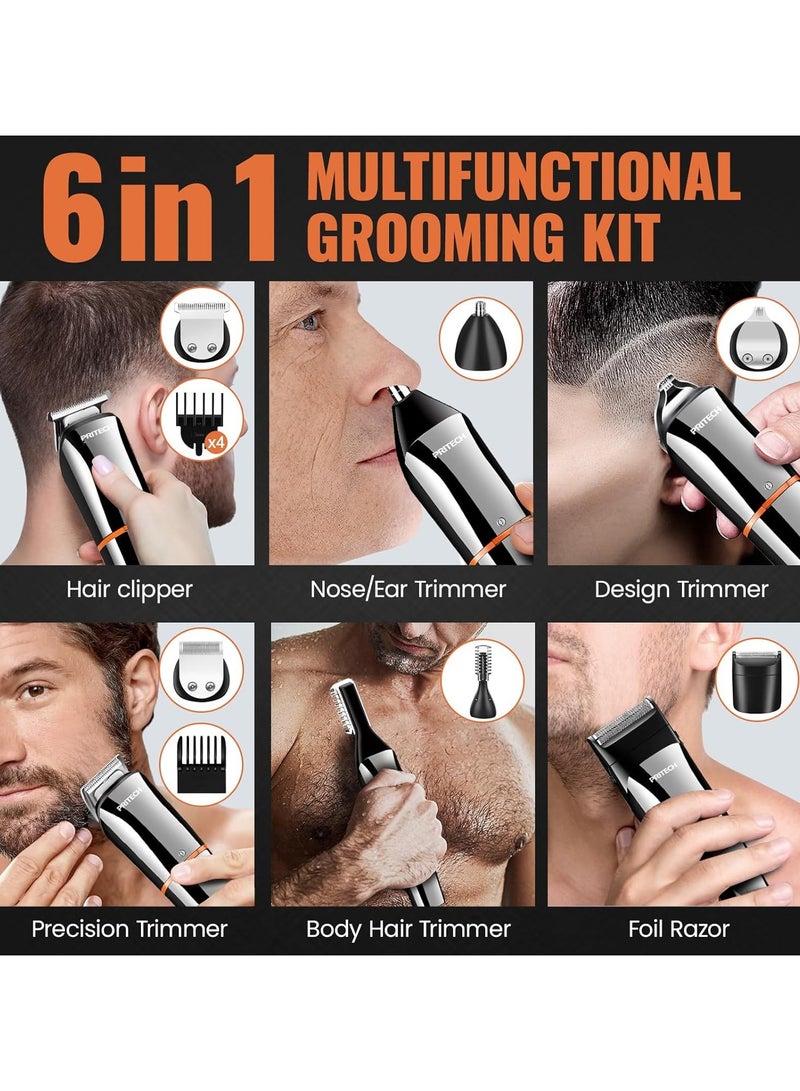 PRITECH Hair Clippers, Beard Trimmer for Men, Cordless Hair Trimmer Hair Cutting Groomer Kit, USB Rechargeable 6 in 1 - Image 2