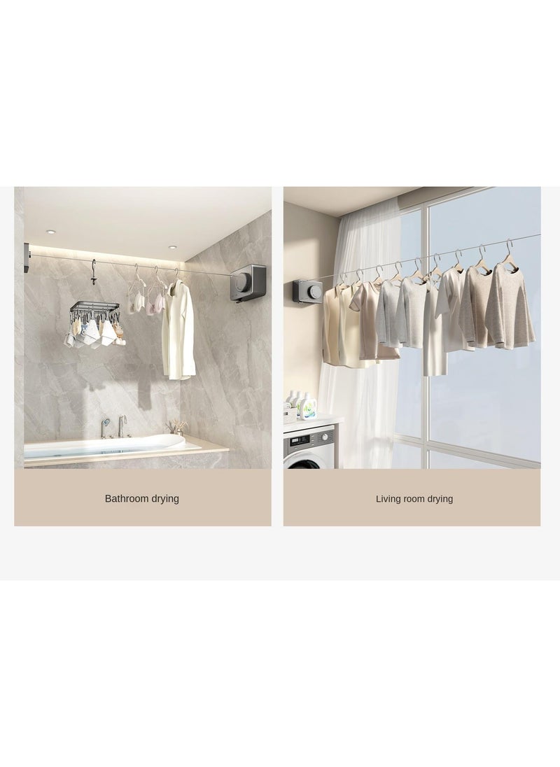 General - Invisible Clothes Drying Rope Indoor Non Perforated Bathroom Invisible Telescopic Balcony Steel Wire Rope Rack Can Be Extended To 428cm - Image 1