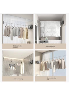 General Invisible Clothes Drying Rope Indoor Non Perforated Bathroom Invisible Telescopic Balcony Steel Wire Rope Rack Can Be Extended To 428cm  - Image 4