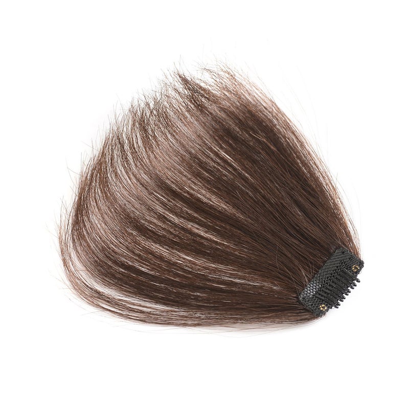 SHINON HAIQUAN Fringe Hair Bang Extensions Human Hair Flat Bangs Hand Tied Bang Fashion Clip in Hair Extension Dark Brown - Image 5