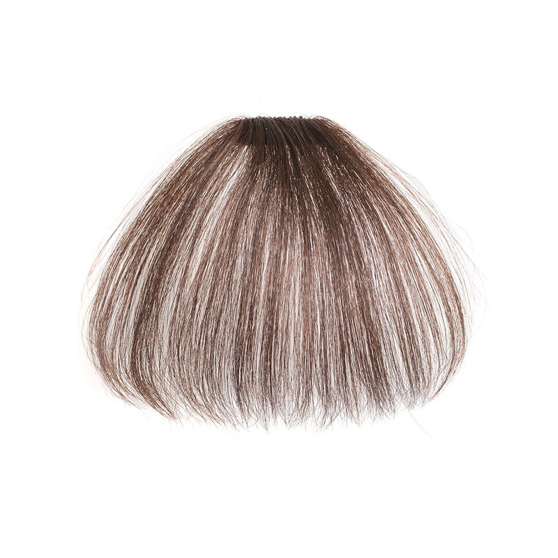 SHINON HAIQUAN Fringe Hair Bang Extensions Human Hair Flat Bangs Hand Tied Bang Fashion Clip in Hair Extension Dark Brown - Image 4