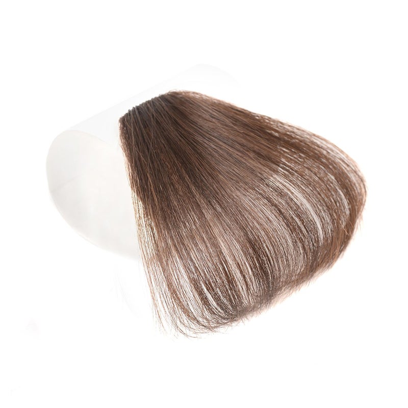 SHINON HAIQUAN Fringe Hair Bang Extensions Human Hair Flat Bangs Hand Tied Bang Fashion Clip in Hair Extension Dark Brown - Image 3