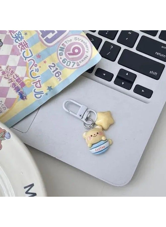 Milk Star Butter Bear Keychain Cute Girl Heart School Bag Pencil Bag Student Small Pendant Decorative Gift