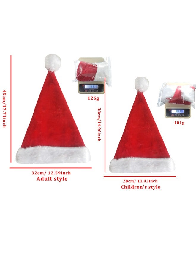 Santa Hats Christmas Hats for Adults Kids 2PCS Soft Thicken Classic Santa Hat LED Light for Xmas New Year Party - Image 2