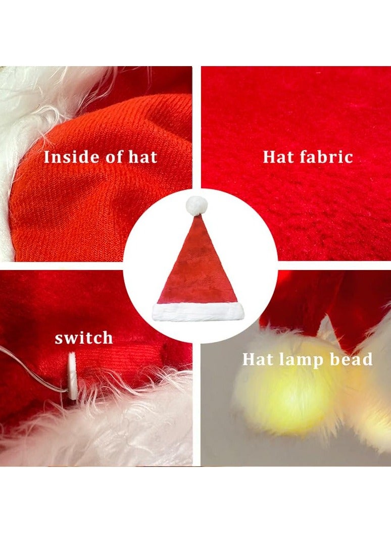 Santa Hats Christmas Hats for Adults Kids 2PCS Soft Thicken Classic Santa Hat LED Light for Xmas New Year Party - Image 3