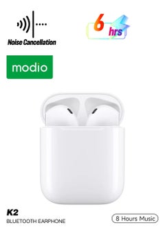 Modio K2 True Wireless Earphone with ENC noise Reduction -White