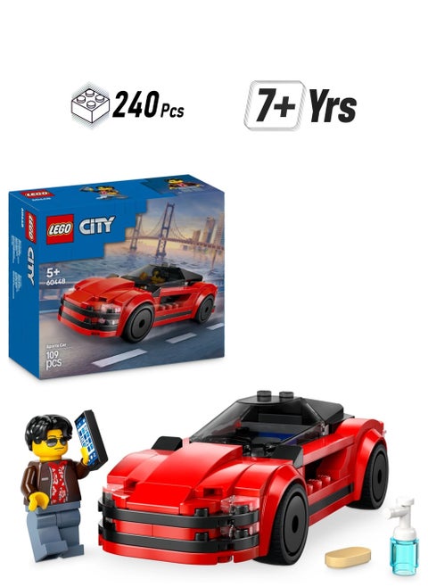 LEGO Red Sports Car - Building Set - Includes A Minifugure Driver And Accessories - 60448