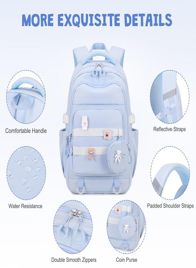 ACESAK Girls Backpack - 3PCS Backpack for Cute School Backpacks for Girls, Blue, Medium - Image 4