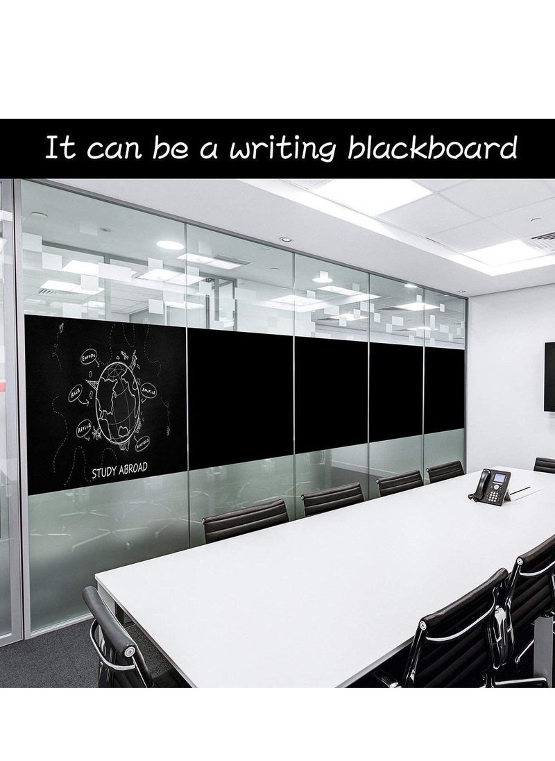 SYOSI Blackout Self Adhesive Window Film Frosted Glass Sticker Privacy Vinyl Blinds Decorative Opaque Static Cling Anti-UV Light Blocking Black 45 x 200  - Image 5