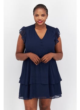 INC Women Textured Mini Dress, Navy Blue  - Image 1