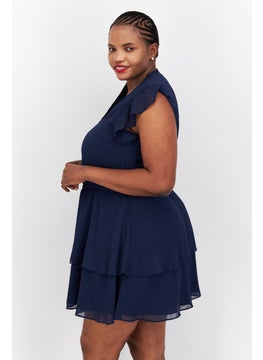 INC Women Textured Mini Dress, Navy Blue  - Image 2
