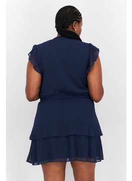 INC Women Textured Mini Dress, Navy Blue  - Image 3