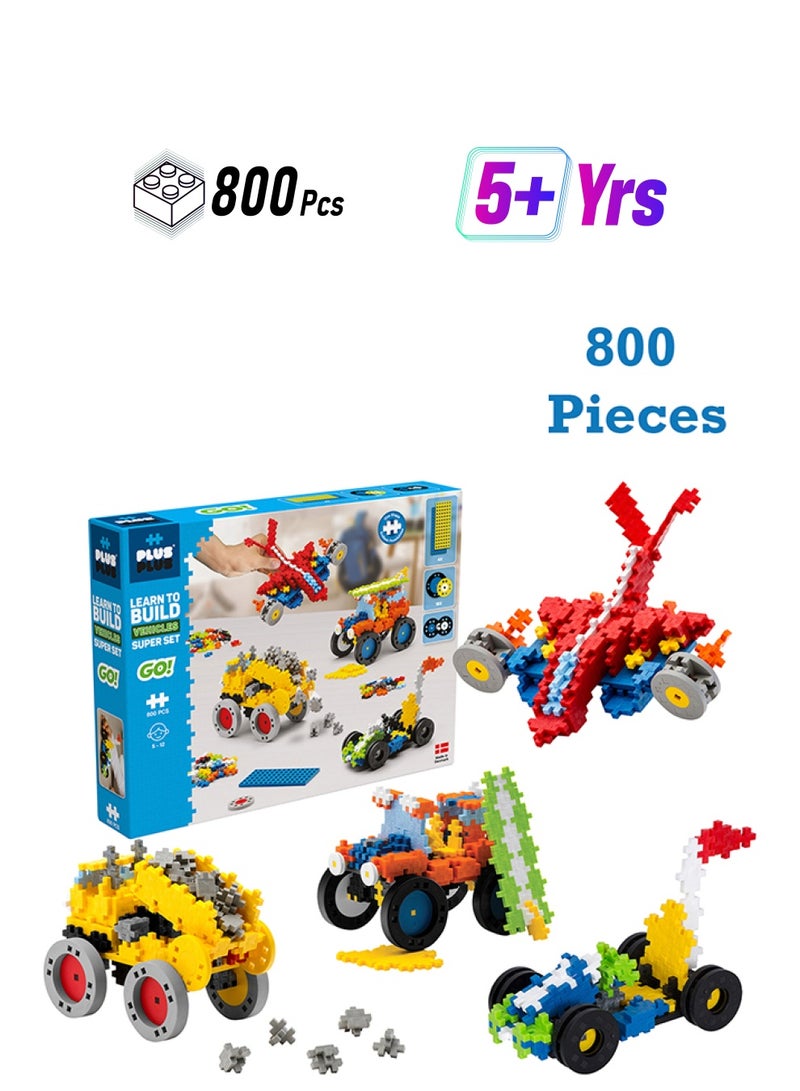 Loquat Creative Building Blocks, Learn To Build Vehicle Set, Construction Toy, Plusplus Go, 800 Pieces, Basic - Image 1