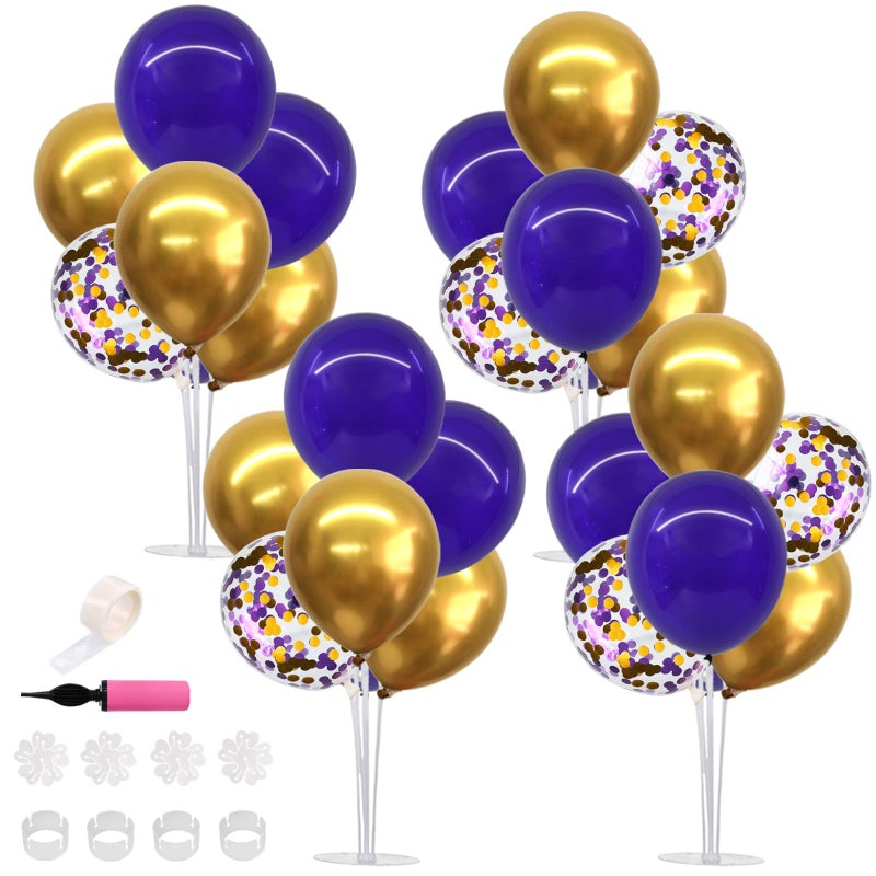 TONIFUL Purple Gold Balloon Centerpieces for TableBalloon Stand Kit for Graduation Decoration 2026 Class of 2026 Party DecorationsRetirementAnniversaryBirthday Decorations 4 Set - Image 3