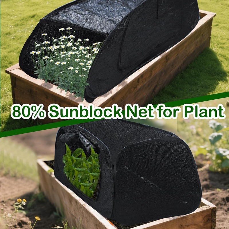 Fantang Raised Garden Bed Cover, Pop up Plant Shade Tent Garden Shade Tunnel 80% UV Resistant Sunblock Shades Cloth Net Zipper Door Crop Cage with Bag and Stake for Outdoor Plants Heat Protection, 47"X21"X18" - Image 5
