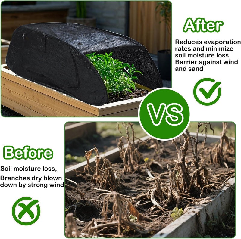 Fantang Raised Garden Bed Cover, Pop up Plant Shade Tent Garden Shade Tunnel 80% UV Resistant Sunblock Shades Cloth Net Zipper Door Crop Cage with Bag and Stake for Outdoor Plants Heat Protection, 47"X21"X18" - Image 4