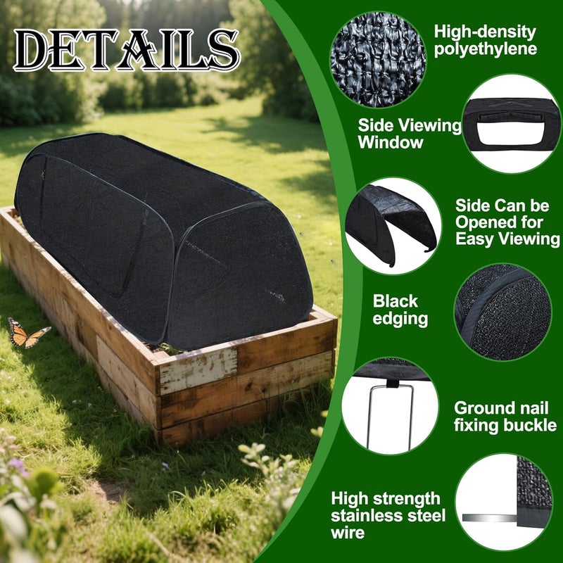 Fantang Raised Garden Bed Cover, Pop up Plant Shade Tent Garden Shade Tunnel 80% UV Resistant Sunblock Shades Cloth Net Zipper Door Crop Cage with Bag and Stake for Outdoor Plants Heat Protection, 47"X21"X18" - Image 3