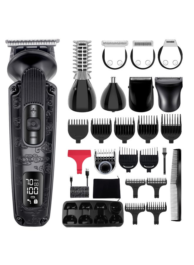 Hatteker Beard Trimmer Moustache Trimmer for Men 8 in 1 Adjustable Speed Waterproof Hair Clipper T-Blade Trimmer Electic Razor Shavers Cordless Mens Gift Grooming Kit with Face Nose Body (Black) - Image 1