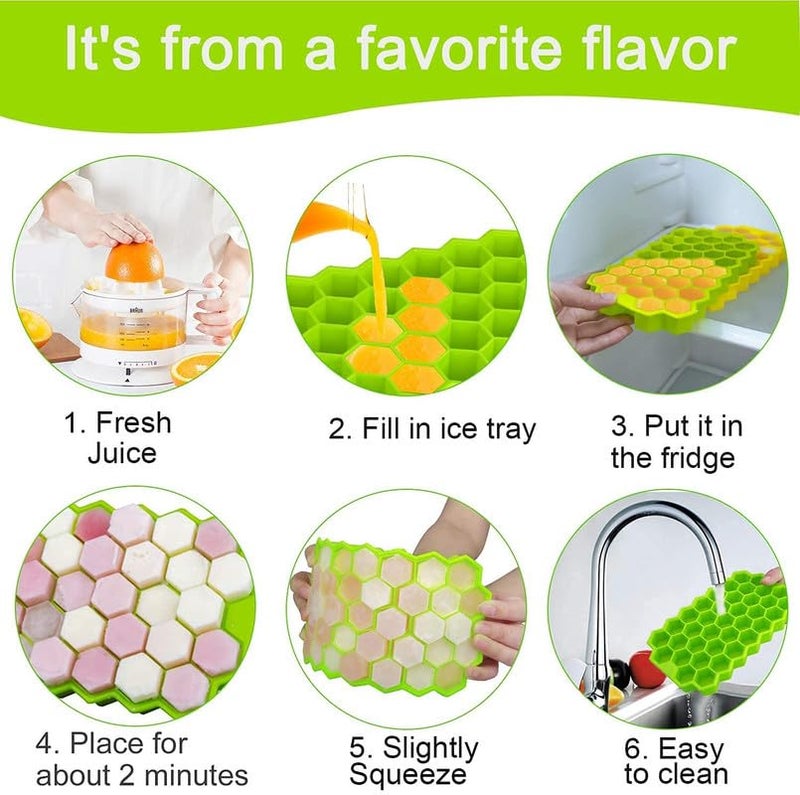 Anshri Pack of 2 Flexible Silicone Honeycomb 37 Cavity Ice Cube Tray for Freezer Moulds Small Cubes Whiskey Fridge Bar Soft Ice Cube Tray - Image 3