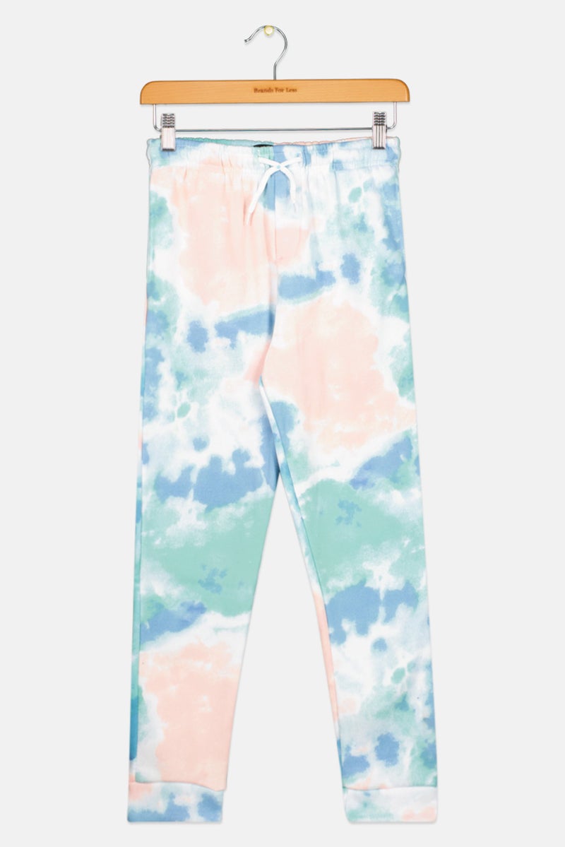 brooklyn Kids Boy Drawstring Tie Dye Jogger Pants, White Combo - Image 1