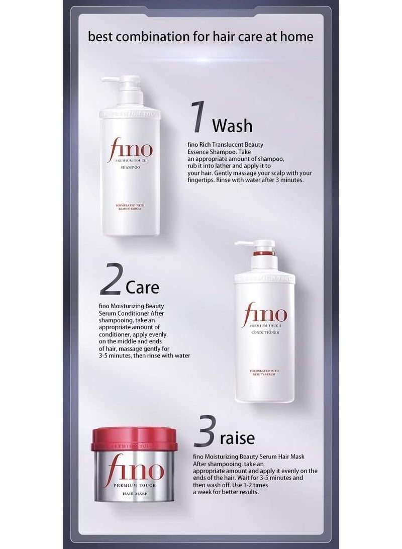 Fino Premium touch hair set Bundle 4 Pcs Hair Shampoo, conditioner , hair mask and Hair Oil - Image 3