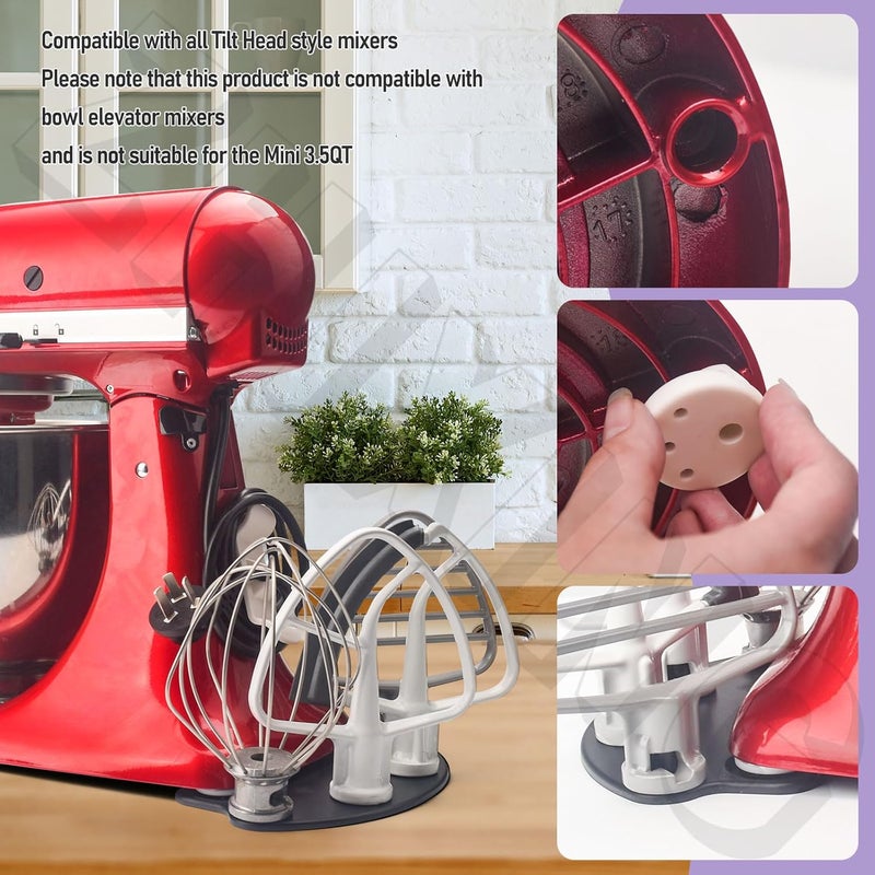 حاملات ملحقات الخلاط الثابت، متوافقة مع خلاطات Kitchenaid ومضربات KitchenAid المسطحة، منظم أدوات المطبخ، ملحقات لتخزين خطافات العجين، مضربات ذات حواف مسطحة ومرنة - Image 2