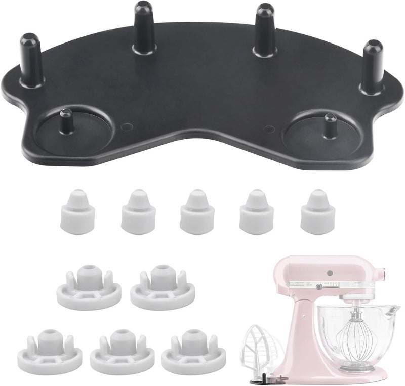 حاملات ملحقات الخلاط الثابت، متوافقة مع خلاطات Kitchenaid ومضربات KitchenAid المسطحة، منظم أدوات المطبخ، ملحقات لتخزين خطافات العجين، مضربات ذات حواف مسطحة ومرنة - Image 1