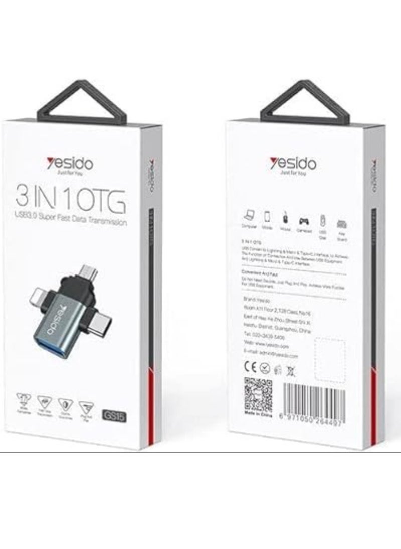 Yesido 3 in 1 OTG USB 3.0 Supper Fast Data Transmission GS15  - Image 4