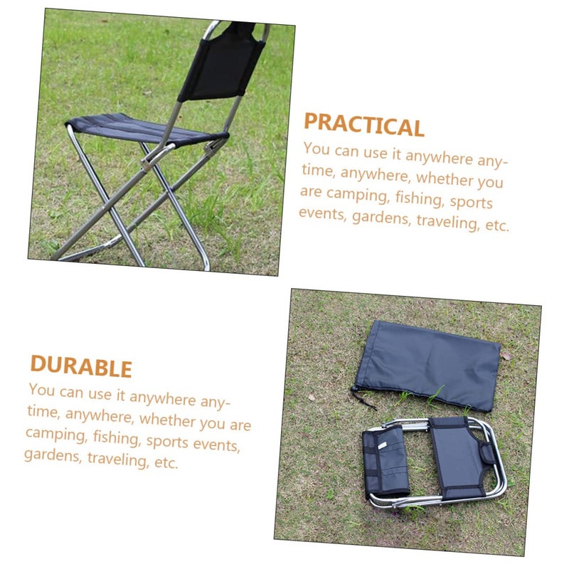 Heavy Duty Outdoor Folding Chair with Strengthened Bracket Easy to Carry Black - Image 5