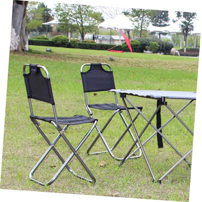 Heavy Duty Outdoor Folding Chair with Strengthened Bracket Easy to Carry Black - Image 3