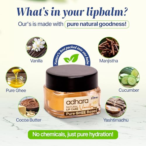Dr Shrub's Dr. Shrub's Ghee Lip Balm – Vanilla 10g | A2 Cow Ghee, Cocoa Butter, Cucumber & Beeswax | For Dry, Chapped & Pigmented Lips | Natural Lip Care for Men & Women - Image 4