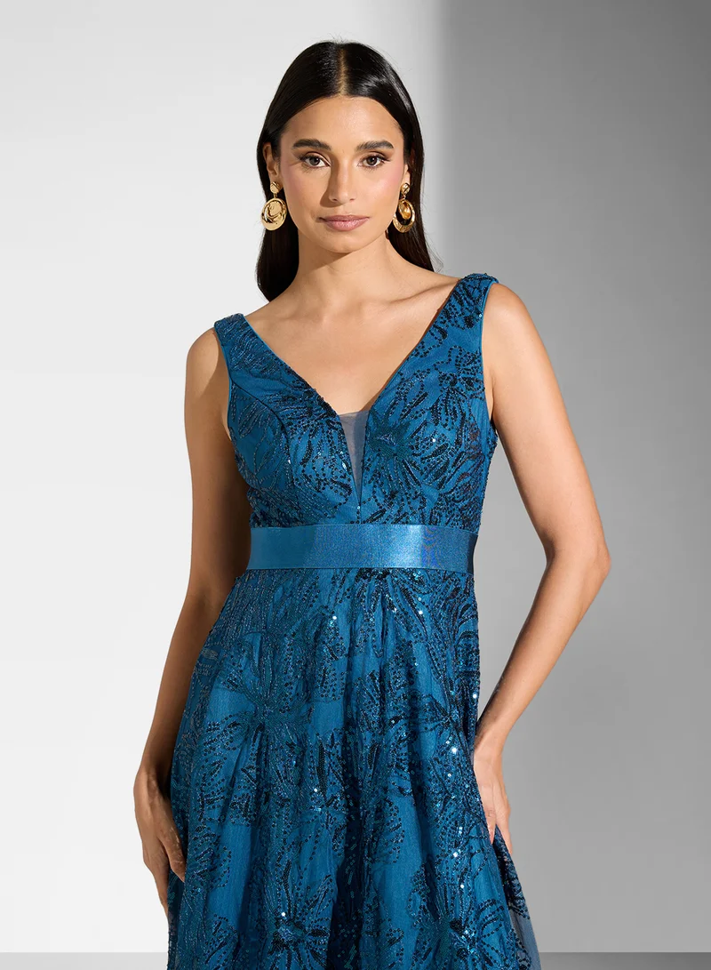 Little Mistress Embellished Evening Gown Dress