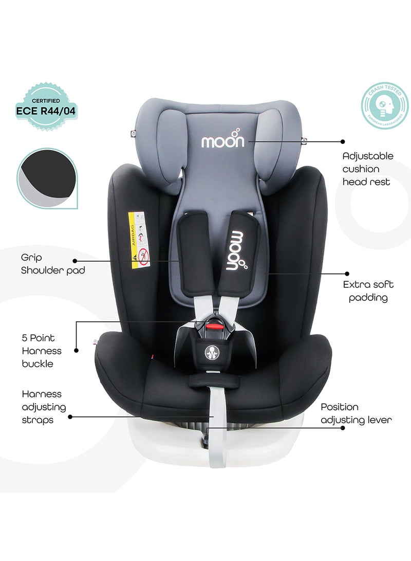 مون مقعد سيارة للأطفال جيروسكوب لمجموعة الأطفال 0+/1/2/3 (0-36 كجم/0-12 سنة) ISOFIX+ حبل علوي يدور 360 درجة - أسود - Image 5
