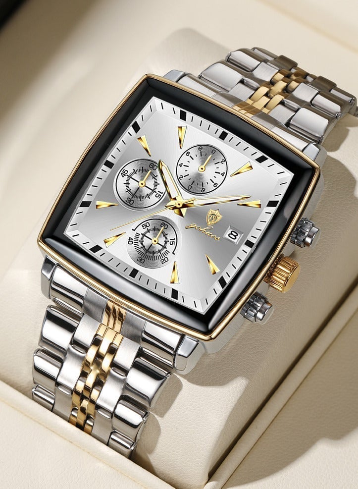 GOHUOS Men's Watch, Stainless Steel Analog Square Waterproof Quartz Luxury Business Fashion Wrist Watch - 40mm - Image 3