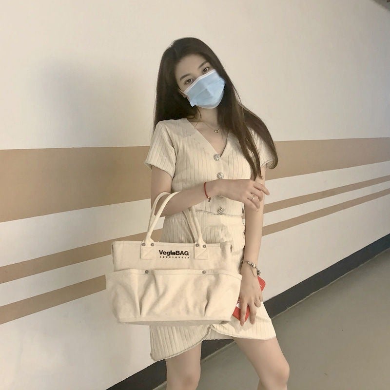 Japanese Vegiebag Mommy Bag Portable Mother And Baby Bag For Going Out Lightweight Large Capacity Mother Bag Women'S Canvas Tote Bag - Image 4