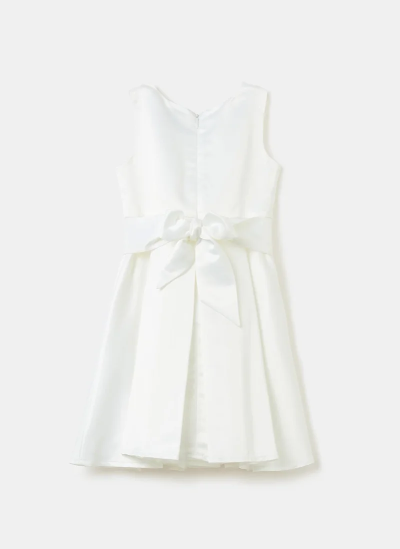 او في اس Sleeveless Dress In Satin With Flowers