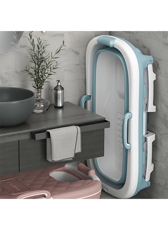 تايمي - حوض استحمام كبير محمول قابل للطي للكبار والأطفال، بانيو متنقل سهل التخزين تصميم عملي وموفر للمساحة باللون الازرق - 138X62X52سم - Image 1