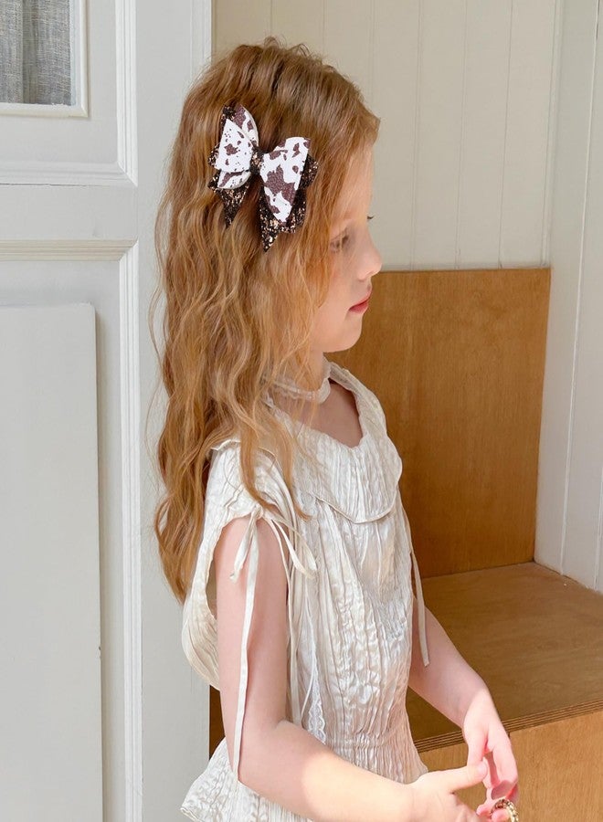 Miroksh 2 Pack 3.5-Inch Glitter Sparkly Brown Cow Hair Bow Clips for Western Cowgirls Cute Moo Cow Alligator Hairpins Barrettes Toddler Teens Women Kids Birthday Party Decorations Gift - Image 5