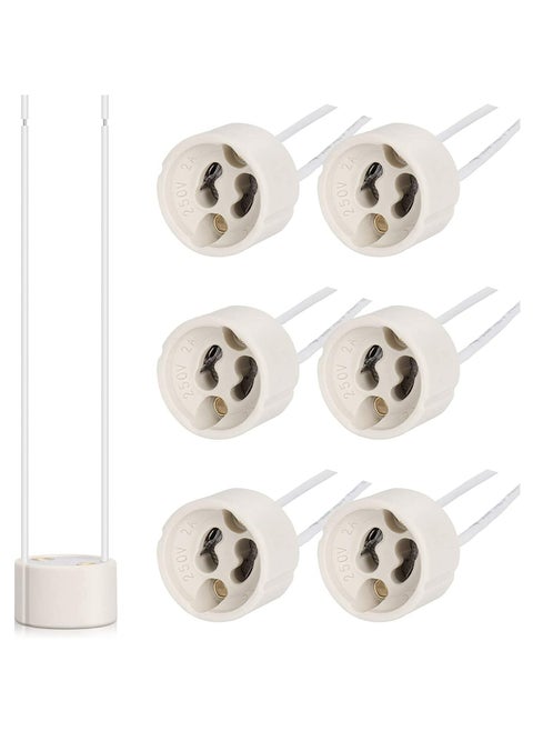 GU10 Base Socket 6 Pcs,Wire connector socket for GU10 Spotlight (Lot of 6)
