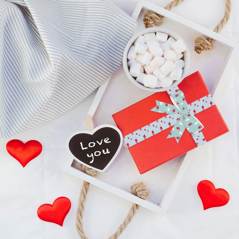 YKW 8 Rolls Valentine'S Day Ribbon Set  3/8"" X 3 Yards Each  Heart Ring Pattern Grosgrain Ribbons For Wedding Gift Wrapping & Diy Crafts - Image 4