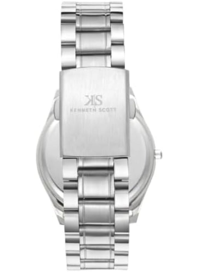 KENNETH SCOTT Kenneth Scott Men's Watch, Analog Display and Steel Strap - K23052-SBSW, Silver - Image 3