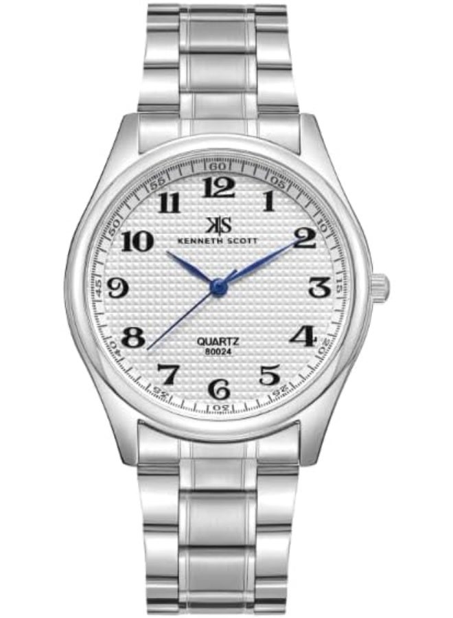 KENNETH SCOTT Kenneth Scott Men's Watch, Analog Display and Steel Strap - K23052-SBSW, Silver - Image 1