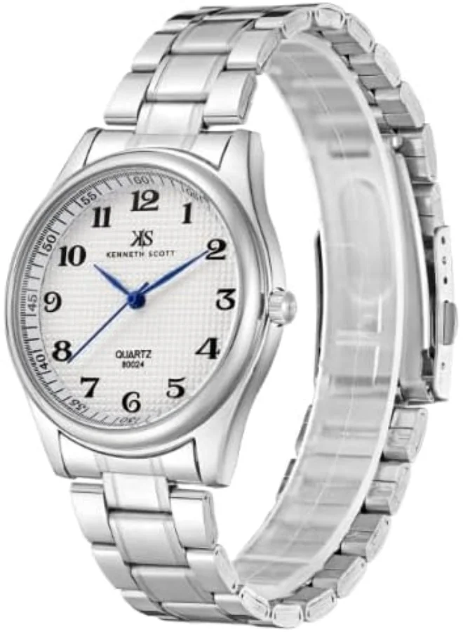 KENNETH SCOTT Kenneth Scott Men's Watch, Analog Display and Steel Strap - K23052-SBSW, Silver