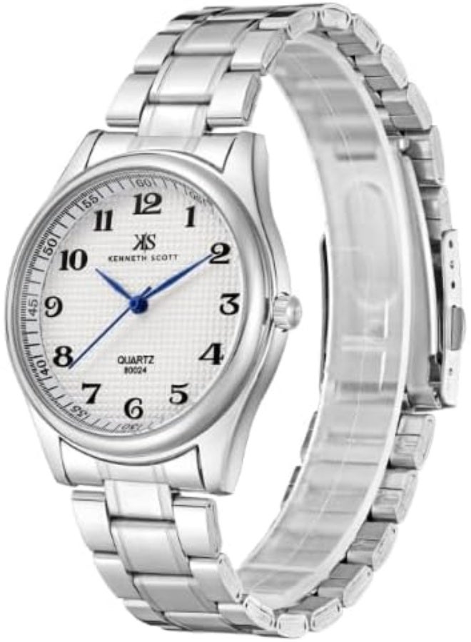 KENNETH SCOTT Kenneth Scott Men's Watch, Analog Display and Steel Strap - K23052-SBSW, Silver - Image 2